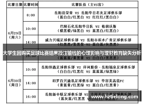 大学生因购买足球比赛结果投注输钱的心理影响与理财教育缺失分析